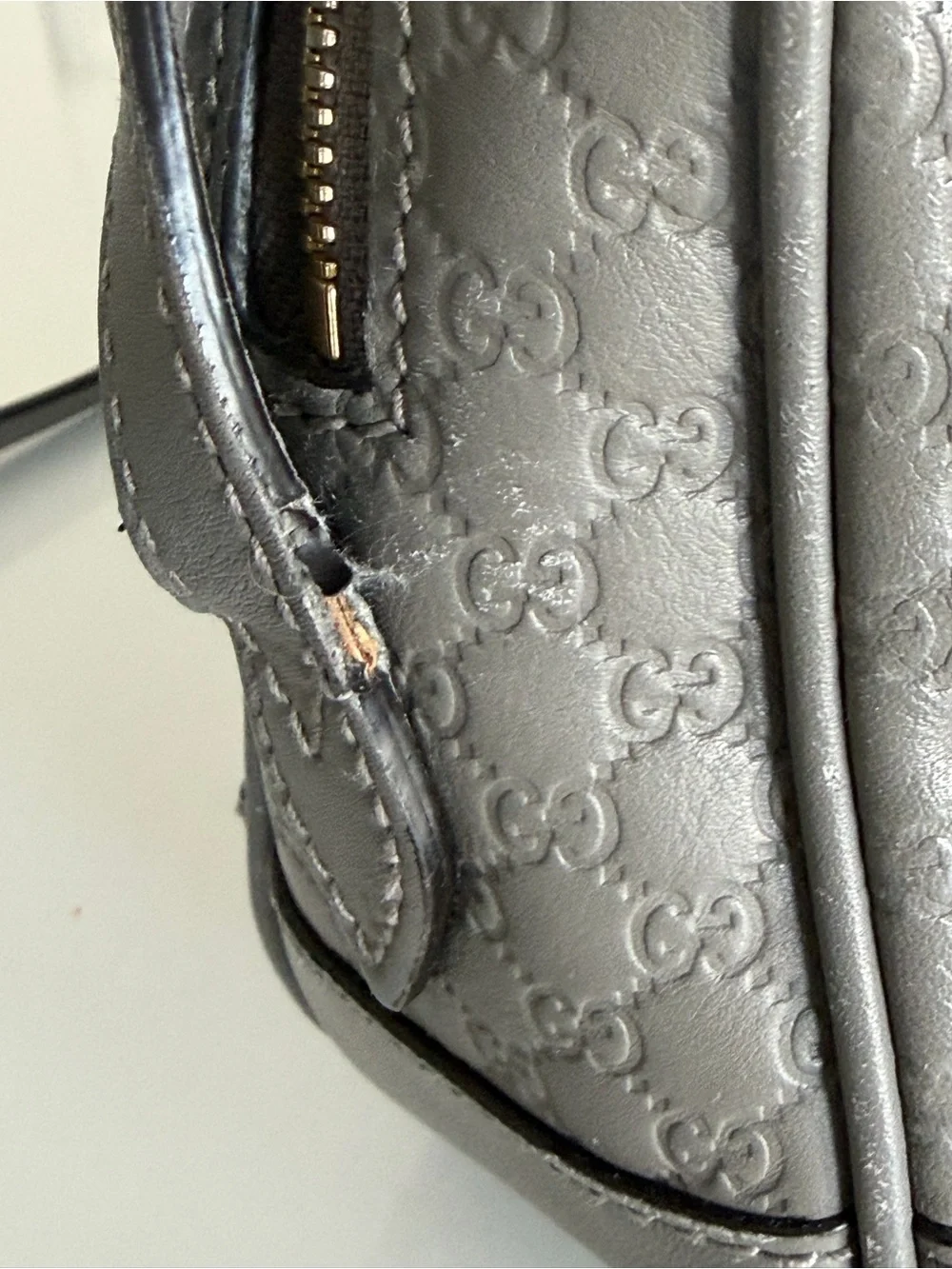 Gucci Guccissima Bree Disco Crossbody Bag Grey